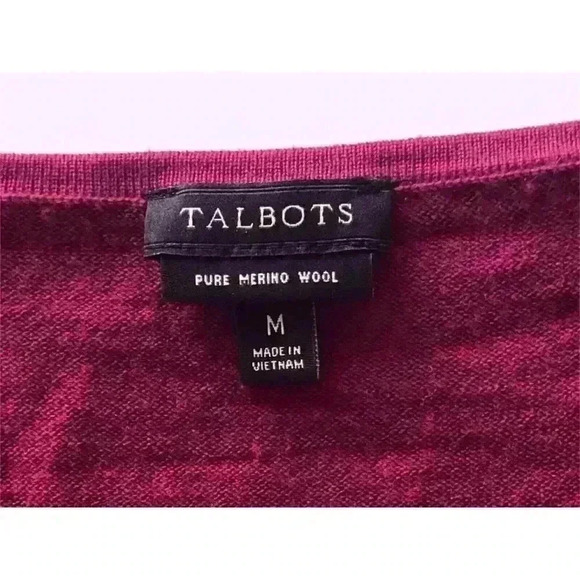 Talbots Sweater Pure Merino Wool Scoop Neck sz M Purple Puff Sleeve - Picture 4 of 6